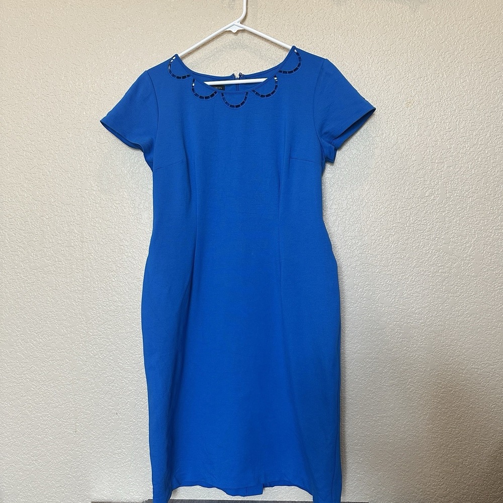 Talbots Women's‎ Blue Dress Scalloped Cutout Detail Size 8 Professional Career